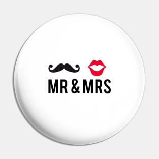 Mr and Mrs, text design with mustache and red lips Pin