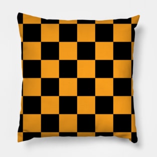 Checkered Square Seamless Pattern - Black & Orange Pillow