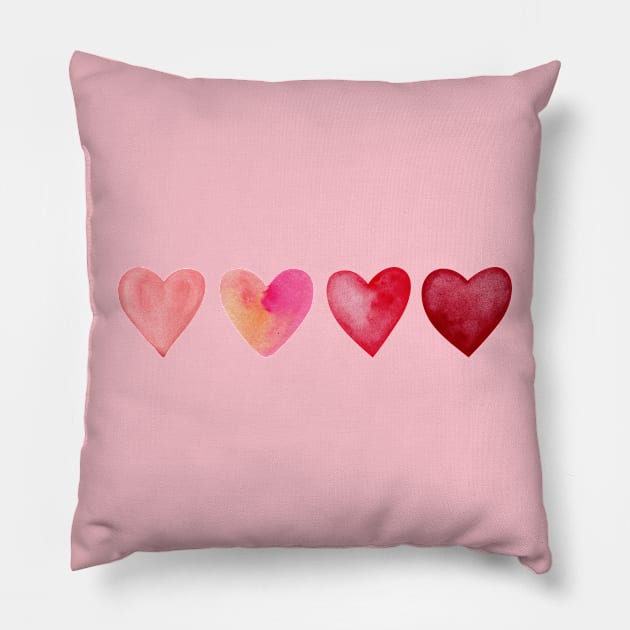 Watercolor Hearts Pillow by LylaLace Studio