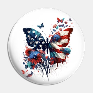 Patriotic Butterfly, 4th of July Design Pin