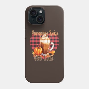 I Love My Pumpkin Spice Chai Latte, Plaid Heart, Watercolor art Phone Case