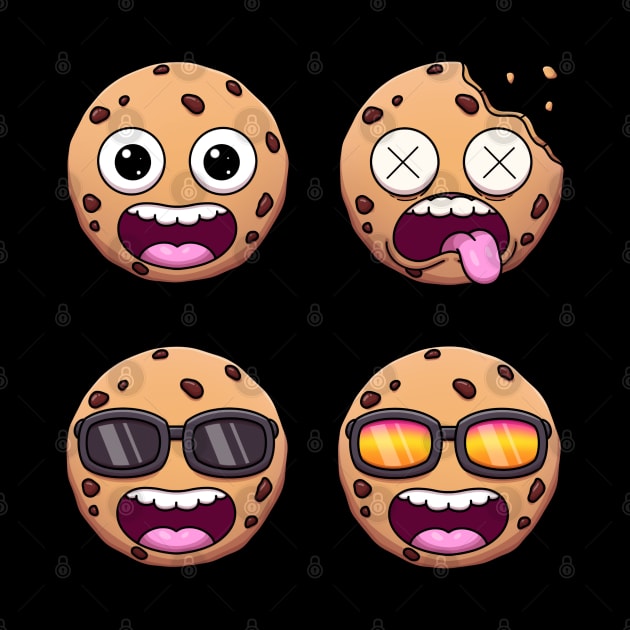 Funny Cartoon Chocolate Chip Cookie Sticker Pack by TheMaskedTooner