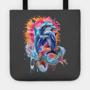 Ocean Duet: McKenna's Tie-Dye Dolphin Harmony Tote