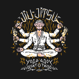 Yoga + Violencia = Jiu Jitsu (cinta blanca) T-Shirt