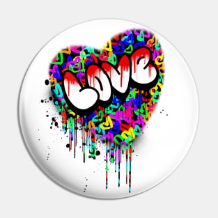 Graffiti Love Heart Pin