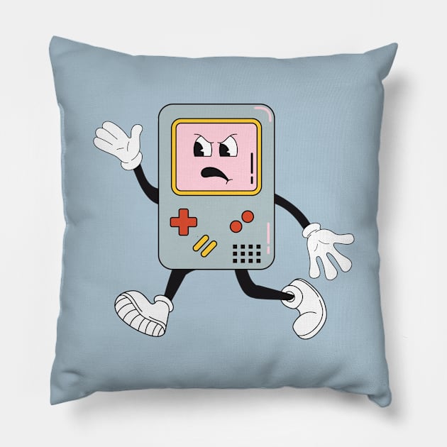 Retro Gameboy Angry Face Pillow by TheRealGWon