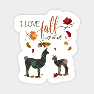 Llama Lovers - I Love Fall Most of All Magnet