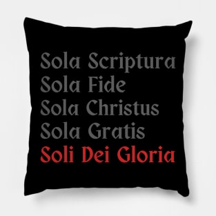 Five Solas in dark gray text Pillow