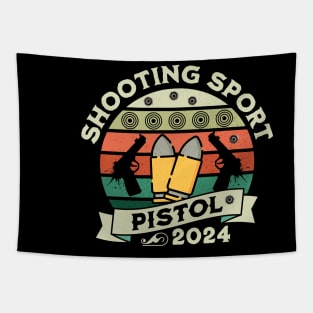 Shooting sport pistol, shooting range retro guns and firearms, gun lover gift Tapestry