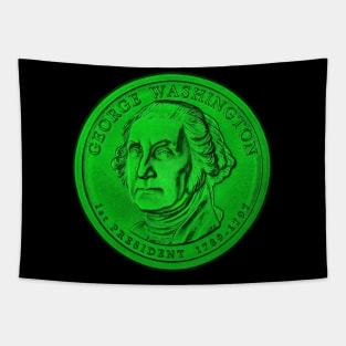 USA George Washington Coin in Green Tapestry