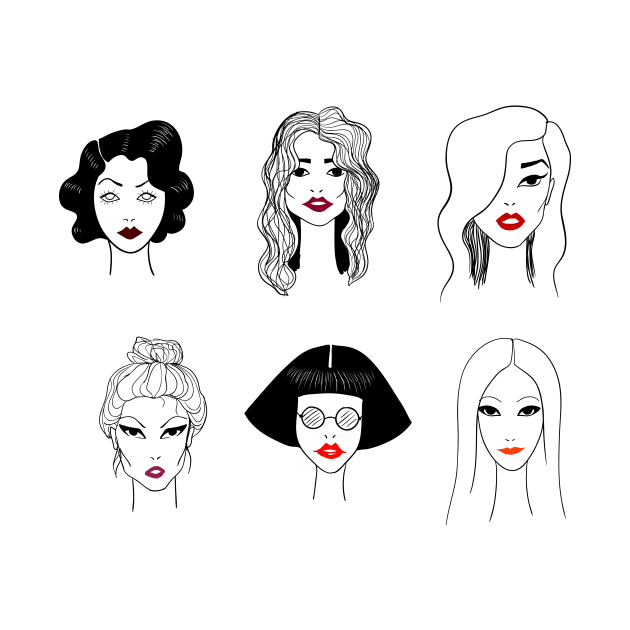 Girls with red lips (lipstick) by fears