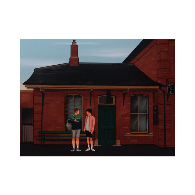 heartstopper drawing - Nick and Charlie train station by daddymactinus