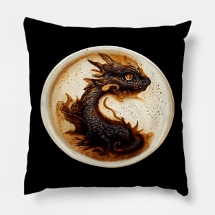 HyperRealistic Of Coffee Art Cute Dragon In Circle Pillow