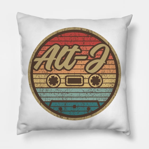 Alt-J Retro Cassette Retro Circle Pillow by penciltimes