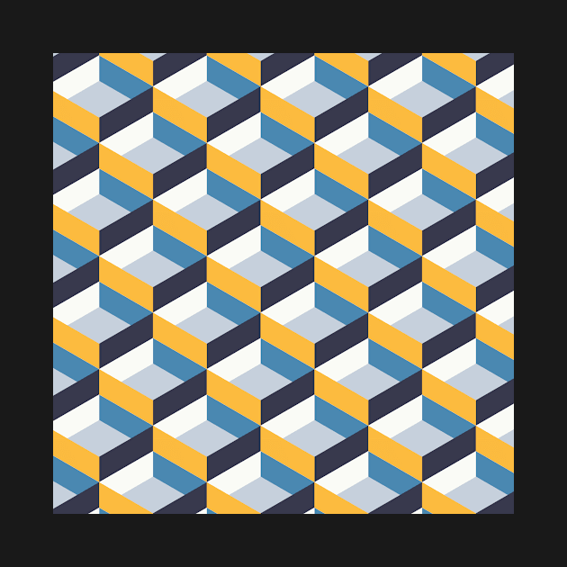 Retro Geo - Navy & Yellow by Blue-Banana