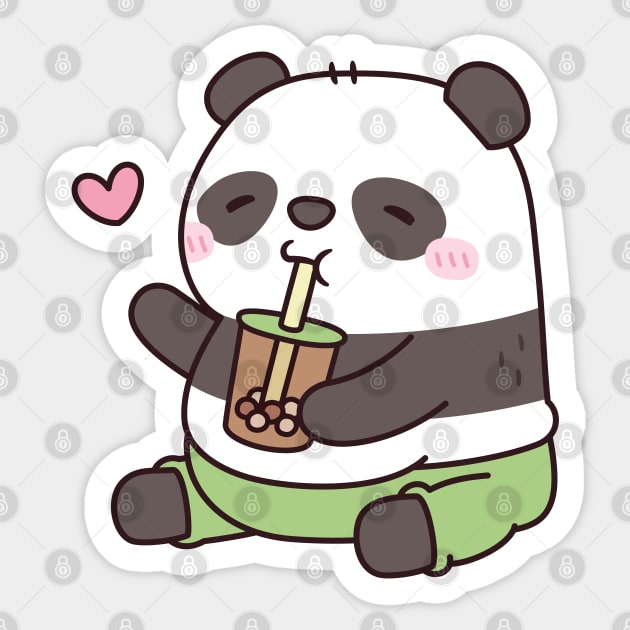 Panda Bear Drinking Boba Tea Kids Funny Gift' Sticker