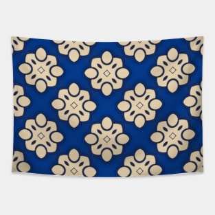 Blue and Beige Pattern Tapestry