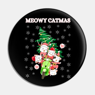 Kawaii Christmas Santa Cats Pin