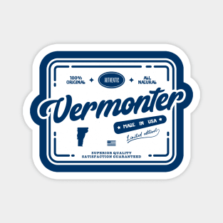 Authentic Vermonter Cool Vintage Light Stamp Print Vermont Resident Gift Magnet