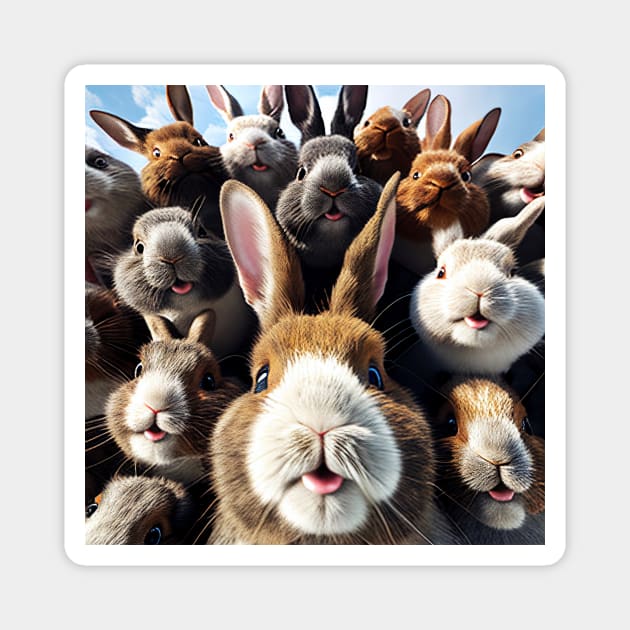 Rabbit Bunny Wild Nature Funny Happy Humor Photo Selfie Magnet by Cubebox