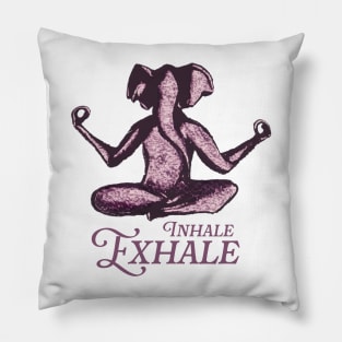 Inhale Exhale Yoga Pink Elephant Pillow