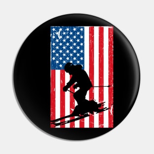 American flag ski nordic usa alpine skiing jersey Pin