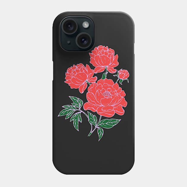 Red Peonies Phone Case by RockettGraph1cs