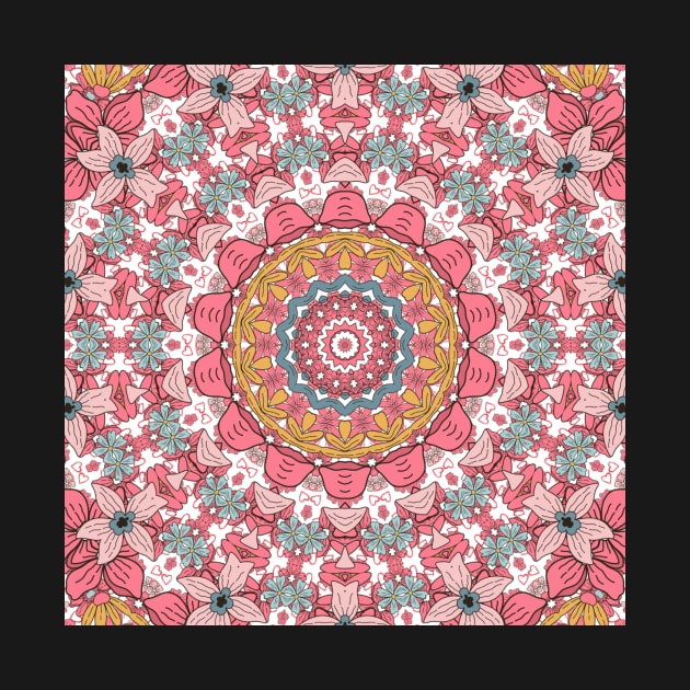 Flower and Hearts valentines and spring Kaleidoscope pattern (Seamless) 11 by Swabcraft