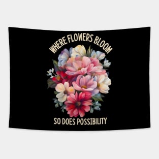 Flower Bouquet inspirational quote Tapestry