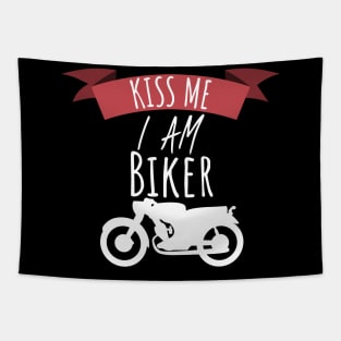 Motorcycle Kiss me i am a biker Tapestry