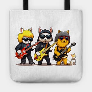 three dogs playing guitar Tote