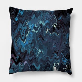 Blue Fluid Pour Acrylic Marble Pillow