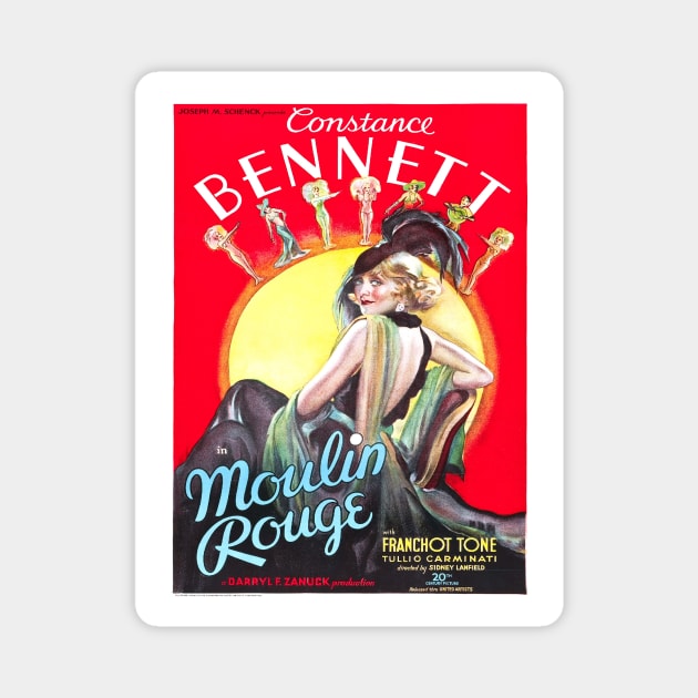 Moulin Rouge Vintage Poster Costance Bennett Magnet by J0k3rx3