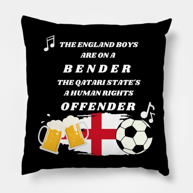 England Boys are on a Bender Fan World Cup Shirt Pillow by NostalgiaUltra