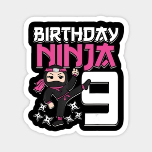 Birthday Ninja 9 Girl Pink Shinobi Themed 9th B-Day Party Magnet