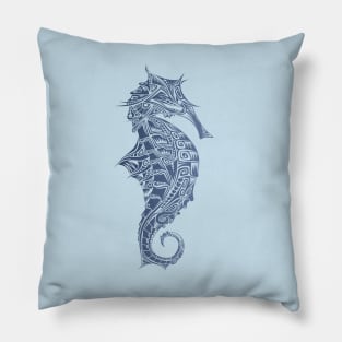 Blue Mosaic Seahorse Pillow