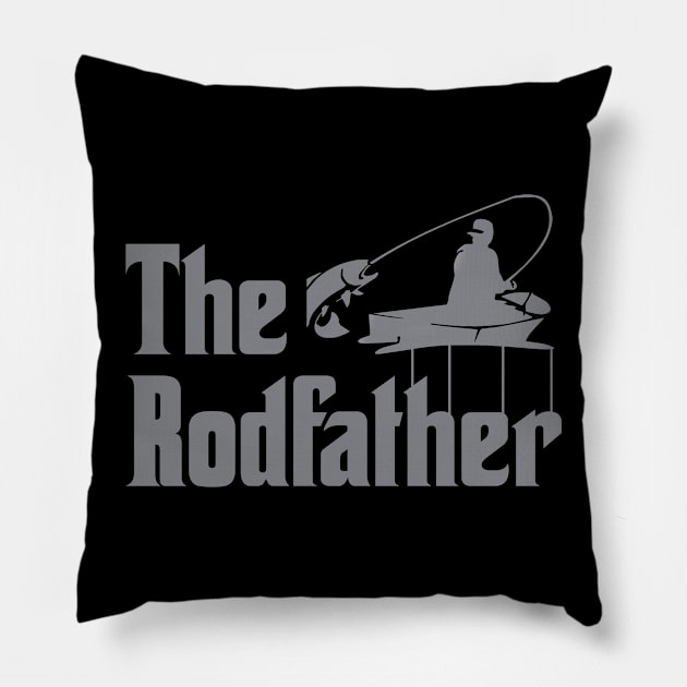 The Rodfather Funny Fishing Gift for Fisherman Pillow by DragonTees