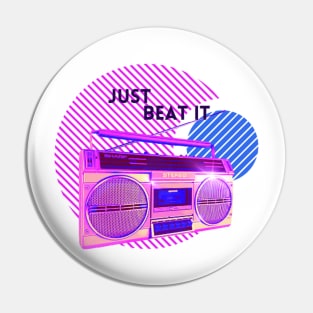 Just Beat It 80's Boom Box Pin