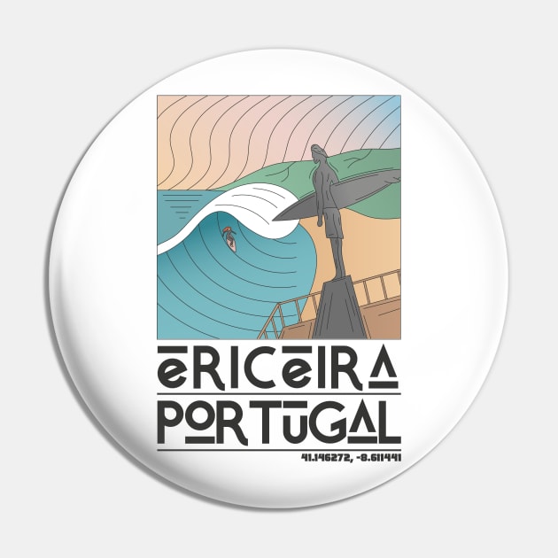 Ericeira Portugal Retro Travel Pin by JDP Designs