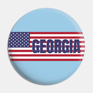 Georgia State in American Flag Pin