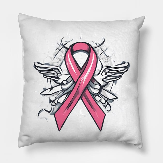 Cancer Ribbon Honoring the Chemo Nurses Pillow by trubble