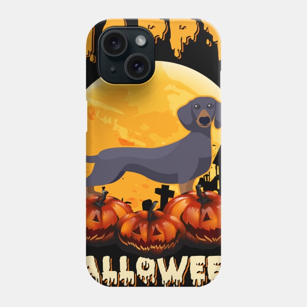 Dachshund Dog Scary Moon Halloween Costume Phone Case by foxmqpo