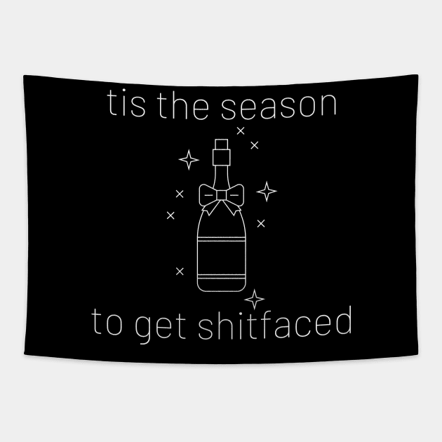 Tis The Season To Get Shitfaced. Christmas Humor. Rude, Offensive, Inappropriate Christmas Stocking Design In White Tapestry by That Cheeky Tee