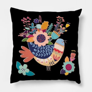 With Flowers On Her Feathers She Flies Freely Pillow