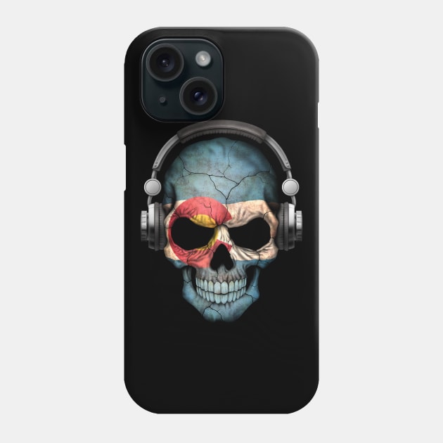 Dark Skull Deejay with Colorado Flag Phone Case by jeffbartels