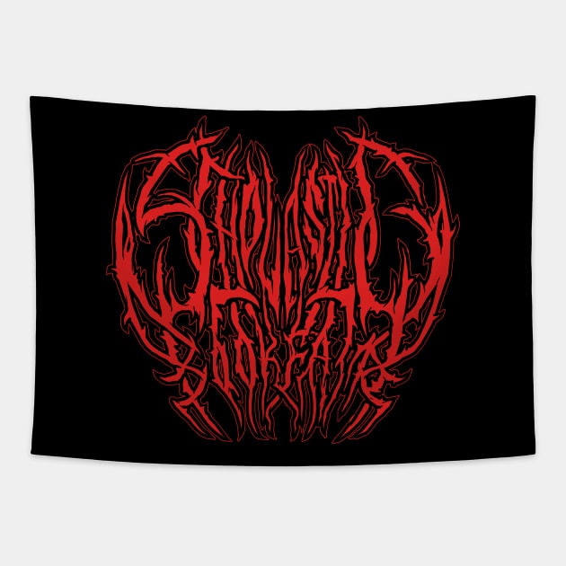 Scholastic Book Fair (Scary Stories Red) - Death Metal Logo Tapestry by Brootal Branding