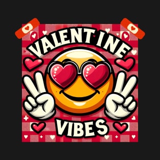 Smiley Face on Red-Pink Plaid – Valentine Vibes T-Shirt