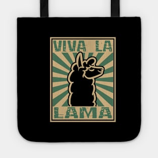 Funny Animals Viva La Lama Retro- color woodblock design Tote