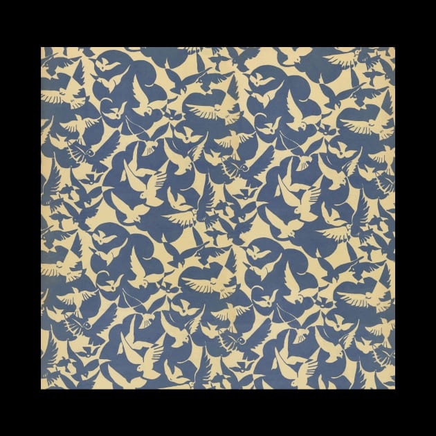 "Flying Birds" (original), vintage print pattern, France, 1928 by retrografika