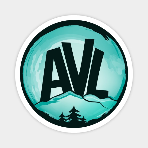AVL - Asheville, NC - Watercolor MintGreen 19 Magnet by AVL Merch